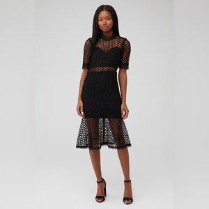 Bardot Fiona Lace Trumpet Dress Black Mesh Cocktail 8